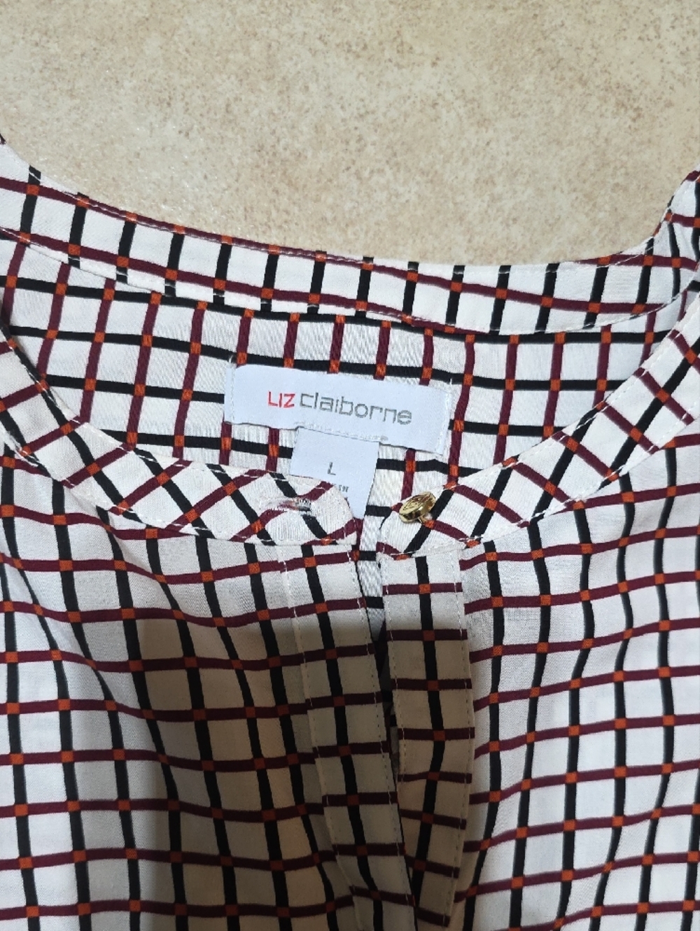 Women's Pink Check Split-Neck Blouse - Picture 4 of 4